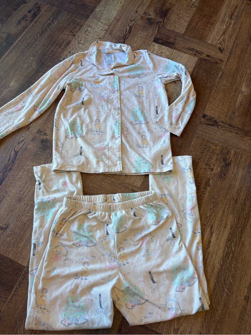 munki munki Cream Holiday Nutcracker Two-Piece Pajamas